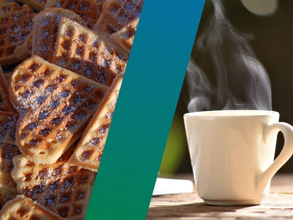 Waffeln und Kaffee im Kundeninfo