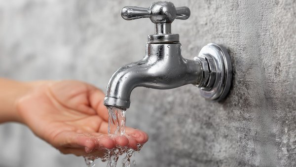 Hand unter einem Wasserhahn
