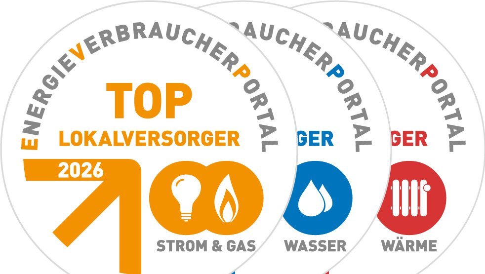 Siegel des TOP Lokalversorgers für Strom, Gas, Wasser & Wärme