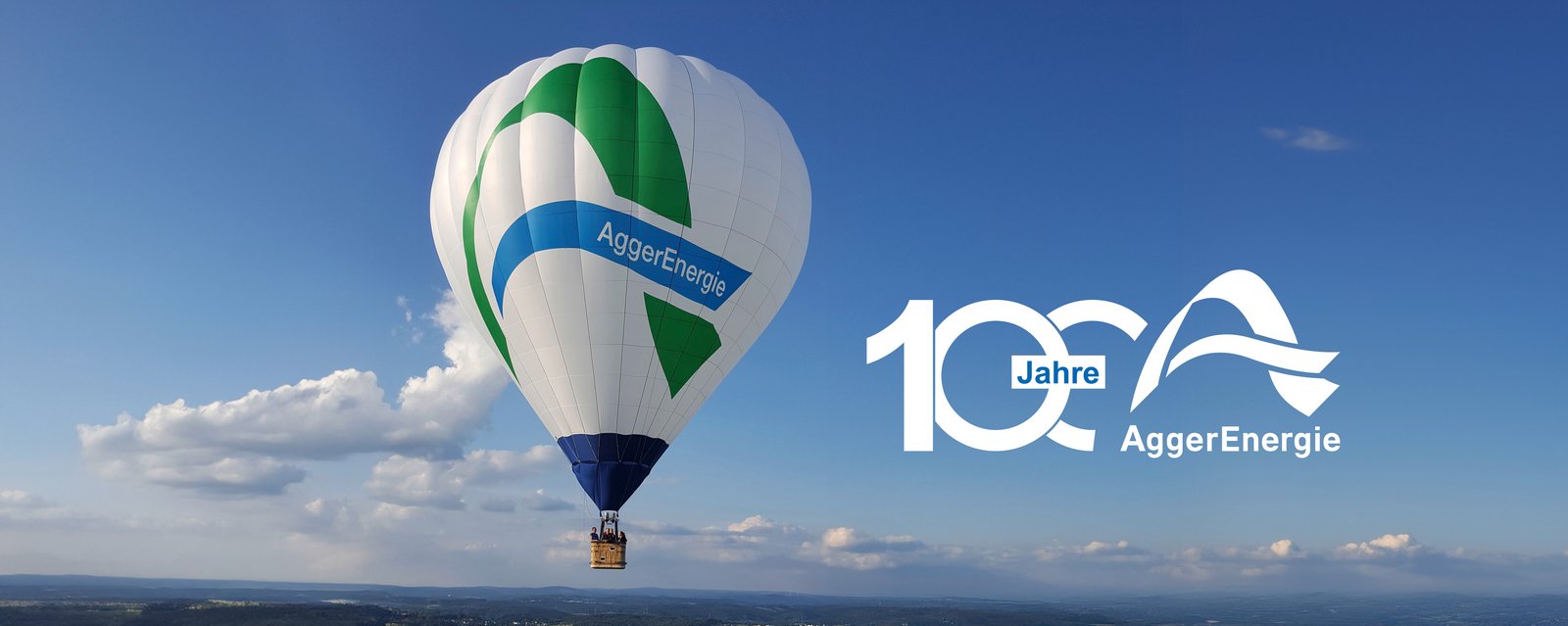 der AggerEnergie Heißluftballon mit unserem 100 Jahre-Logo