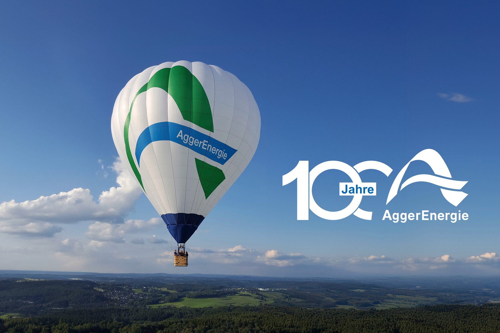 der AggerEnergie Heißluftballon mit unserem 100 Jahre-Logo