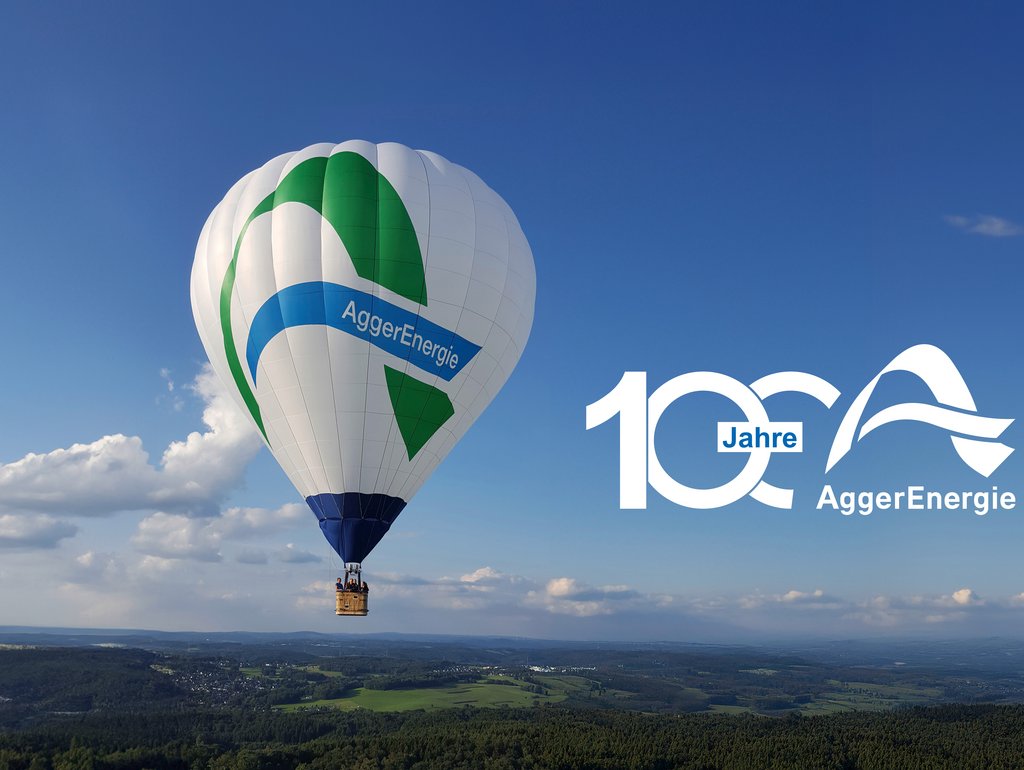 der AggerEnergie Heißluftballon mit unserem 100 Jahre-Logo