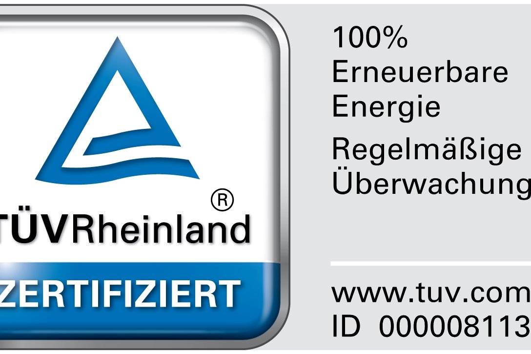 Ökostrom zertifiziert durch den TÜV Rheinland